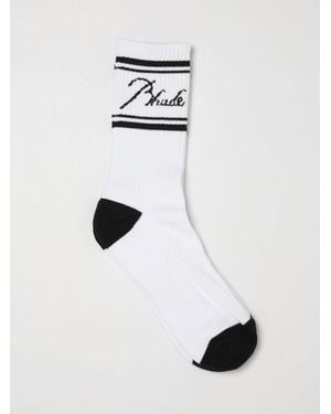 Rhude Ribbed Stretch-Cotton Socks With Contrasting Jacquard Logo - White