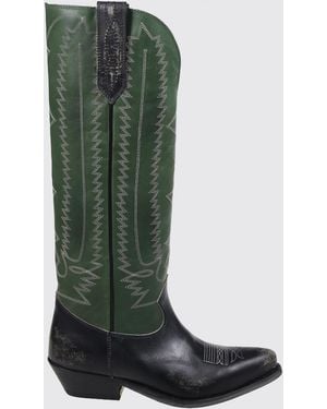 Golden Goose Wish Star Embroidered Leather Boots - Green