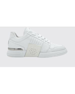 Philipp Plein Royal Street Smooth Leather Trainers With Hexagon Logo - White