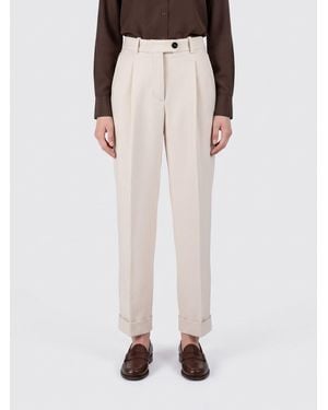Circolo 1901 High-Waisted Wide-Leg Cotton Blend Pants - White