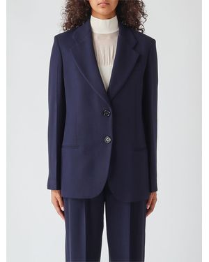 Elisabetta Franchi Blazer De Botonadura Sencilla En Gabardina Con Solapas De Pico - Azul