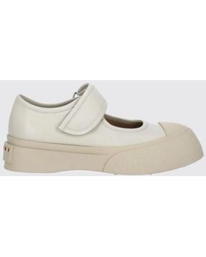 Marni Pablo Leather Mary Jane Trainers - Natural