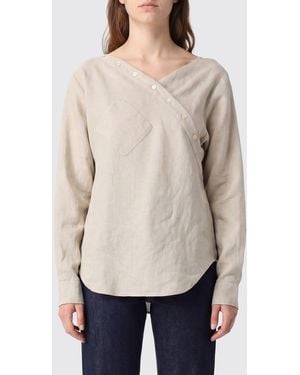 Coperni Asymmetric Linen Shirt With Off-Centre Closure - Natural