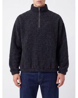 Jil Sander Jersey De Cuello Alto En Mezcla De Lana Con Media Cremallera - Azul