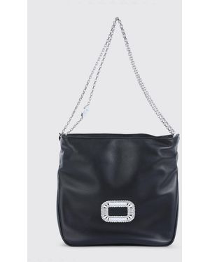 Roger Vivier Pilgrim Jewel Buckle Mini Nappa Leather Bucket Bag - White
