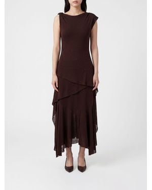 Ganni Asymmetric Recycled Jersey Dress - Brown