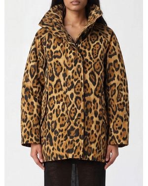 Alaïa Kurzer Einreiher-Mantel Aus Twill Mit Animal-Print Im Safari-Stil - Natur