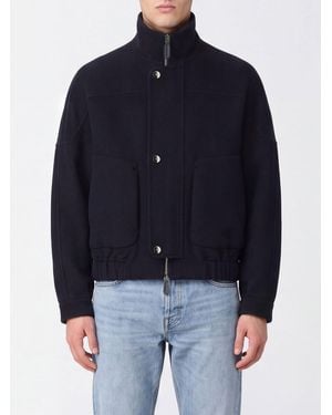 Giorgio Armani Cashmere Bomber Jacket With A Turtleneck Collar - Blue
