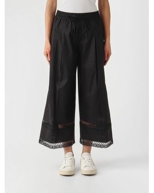 Twinset Cotton Blend Cropped Trousers - Black