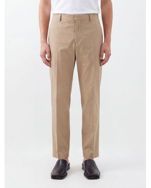Jil Sander Slim Fit Cotton Gabardine Pants With French Pockets - Natural