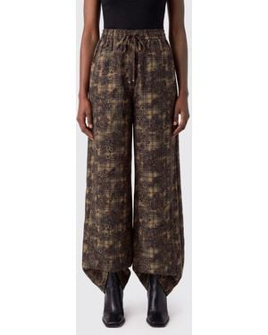 Ganni High-Waisted Wide-Leg Trousers - Brown