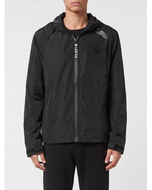 Philipp Plein Hooded Windbreaker Jacket - Black