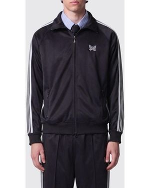 Needles Striped High-Neck Track Jacket With Embroidered Logo - Blue