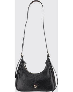 Pinko Miss Mini Small Shiny Leather Hobo Shoulder Bag - White