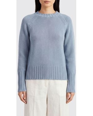 Drumohr 100% Pure Merino Wool Crew Neck Jumper With Long Sleeves - Blue