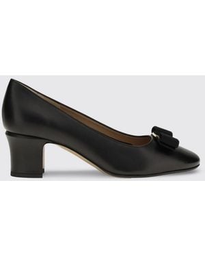 Ferragamo Vara Bow Leather Court Shoes - Black
