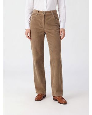 Brunello Cucinelli Straight-Leg Corduroy Velvet Pants - Natural