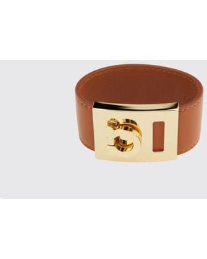 Ferragamo Bracelet En D'Agneau Et Laiton Avec Détail Logo - Marron