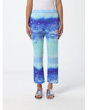 Pleats Please Issey Miyake Pleated Crêpe Cropped Flare Pants - Blue