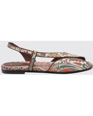 Etro Paisley Print Twill Sandals - White