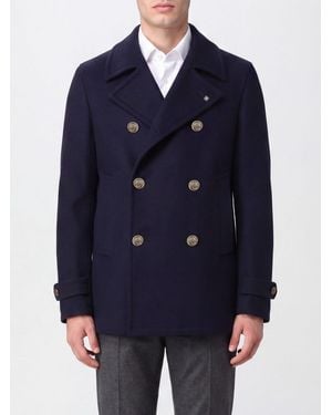 Tagliatore Chaquetón De Doble Botonadura En Mezcla De Lana Y Cachemir - Azul