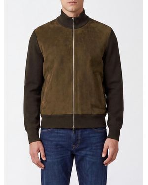 Ferragamo Bomberjacke Aus Reiner Schurwolle Mit Details Aus Kalbsveloursleder - Braun