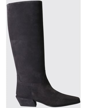 Semicouture Suede Cowboy Boots With Low Heel - Black