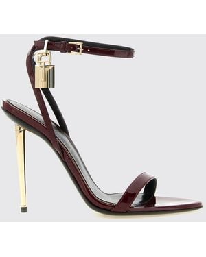 Tom Ford Padlock Stiletto-Sandalen Aus Lackleder Mit Schloss-Detail - Weiß