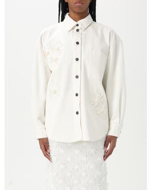 MSGM Cotton Shirt With Embroidery - White
