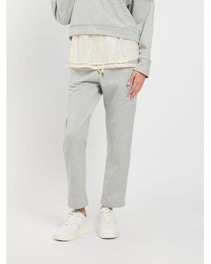 Twinset Pantalón De Jogging De Mezcla De Algodón Con Bordado De Lentejuelas - Gris