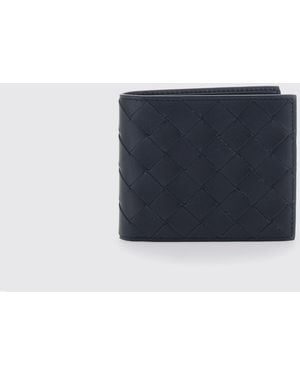 Bottega Veneta Woven Calfskin Bifold Wallet - Blue
