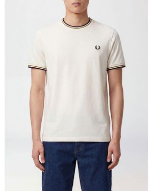Fred Perry Slim Fit Cotton T-Shirt With Contrast Trims And Embroidered Logo - White