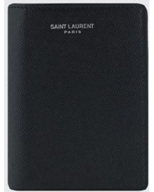 Saint Laurent Geldbörse Aus Grain De Poudre Leder - Weiß
