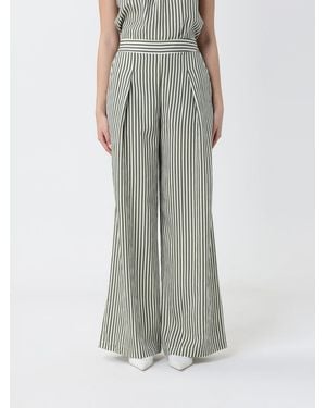 Hanita Striped Viscose Blend Palazzo Trousers - Grey