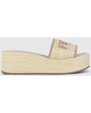 Fendi Sandales Plates Femme - Neutre