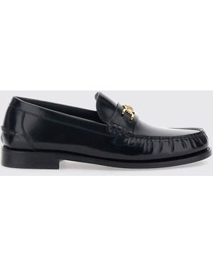Versace Medusa '95 Brushed Leather Penny Loafers With Metallic Logo - White