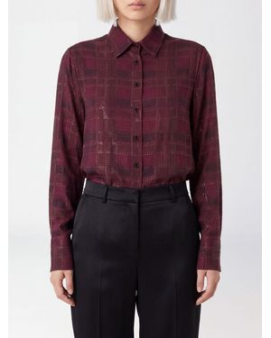Ermanno Scervino Check Silk Shirt With Rhinestone Embroidery - Purple