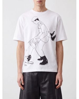 Jean Paul Gaultier T-Shirt En Coton Avec Imprimé Graphique Contrastant - Blanc