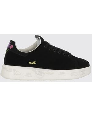 Premiata Belle Bicolor Leather And Suede Sneakers With Chunky Sole - Black