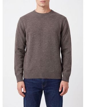 Ballantyne Crew-Neck Merino Wool Sweater With Ribbed Trims - Gray