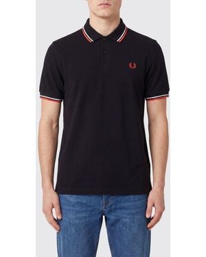 Fred Perry Cotton Polo Shirt With Logo - Black