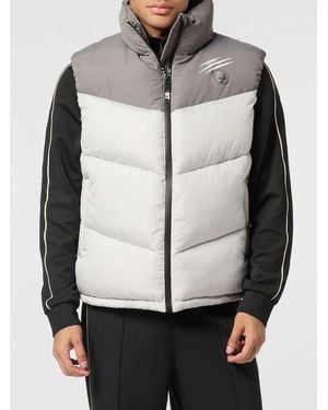 Philipp Plein Logo Padded Nylon Vest - Grey