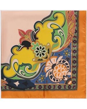 Etro Paisley And Abstract Print Silk Square Scarf - Multicolor