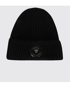 C.P. Company Ribbed Wool Beanie With Cuff - Black