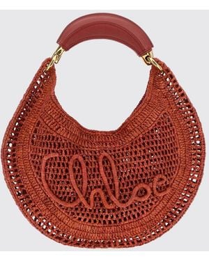 Chloé Chlo&Eacute Summer Banana Crochet Raffia Tote Bag With Embroidered Logo