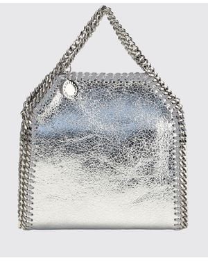 Stella McCartney Falabella Crackle-Effect Faux Leather Mini Tote Bag - Grey