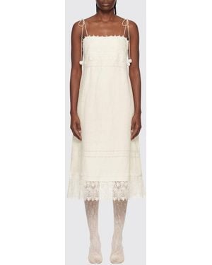 Valentino Linen And Lace Slip Dress - White