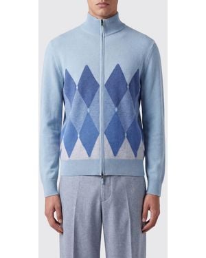 Ballantyne Argyle-Muster 100% Kaschmir-Reißverschluss-Cardigan - Blau
