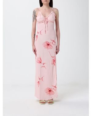 Mar De Margaritas Printed Viscose Long Dress - Pink
