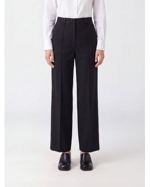Marni High-Waisted Straight-Leg Virgin Wool-Blend Trousers With Concealed Closure - Blue